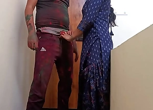 My youngest Indian Desi village bhabhi was celebrate Holi with dever on marked Hindi audio burr sex