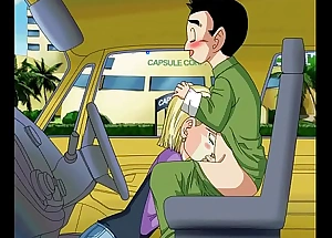 Android 18 engulfing krillins dick in the car