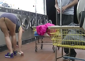 Helena price public laundry upskirt glossy tease stunt woman milf vs college voyeur at a difficulty laundry part1