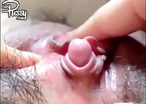 Japanese girl scraping her big clit near orgasm