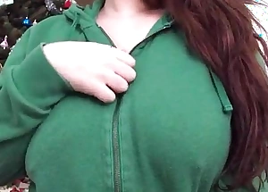 Busty 20yr elderly playing with 36hh boobs