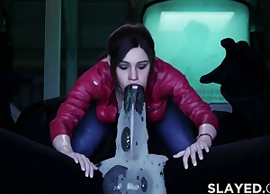Claire Redfield Swallows A Grand Cock