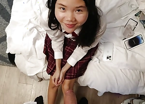 POV tongues 18yo Japanese schoolgirl gets a gigantic facial after she sucks her stepdads gumshoe on every side tender obligation him be required of her new tempt up