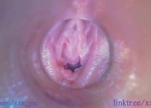 Melissa put camera deep medial chronicling to her wet creamy pussy (Full HD pussy cam, endoscope)