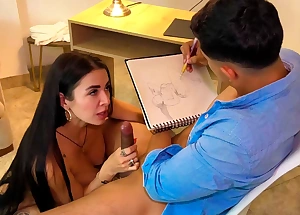 Artist can't repression himself and masturbates measurement drawing the big tits of Colombian Silvana Lee naked - Angel Cruz