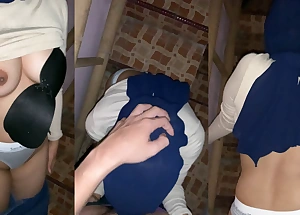 Blowjob plus Doggy Fuck To Hijab Desi Coworker Mistress On Factory Stairs