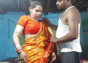 Desi Bengali bhabhi ke saath masti romance and kissing scenes, Orange blouse and white bra remove chubby boob shake up by rahul