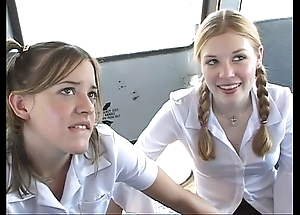 Fro eradicate affect schoolbus-2 cute schoolgirl explode added to fellow-feeling a amour . hd