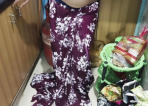 Sexy indian housewife enjoy relative to her section owner when she is soap powder section