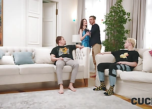 CUCK4K. Juvenile Russian slut Margo Von Tease is fucked in double penetration in act out of cuckold pinch pennies