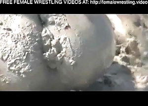 Girls wrestling in dramatize expunge clay